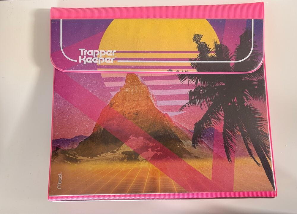 Mead Original Trapper Keeper Binder Retro Portfolio Vintage Style Sunset Pink